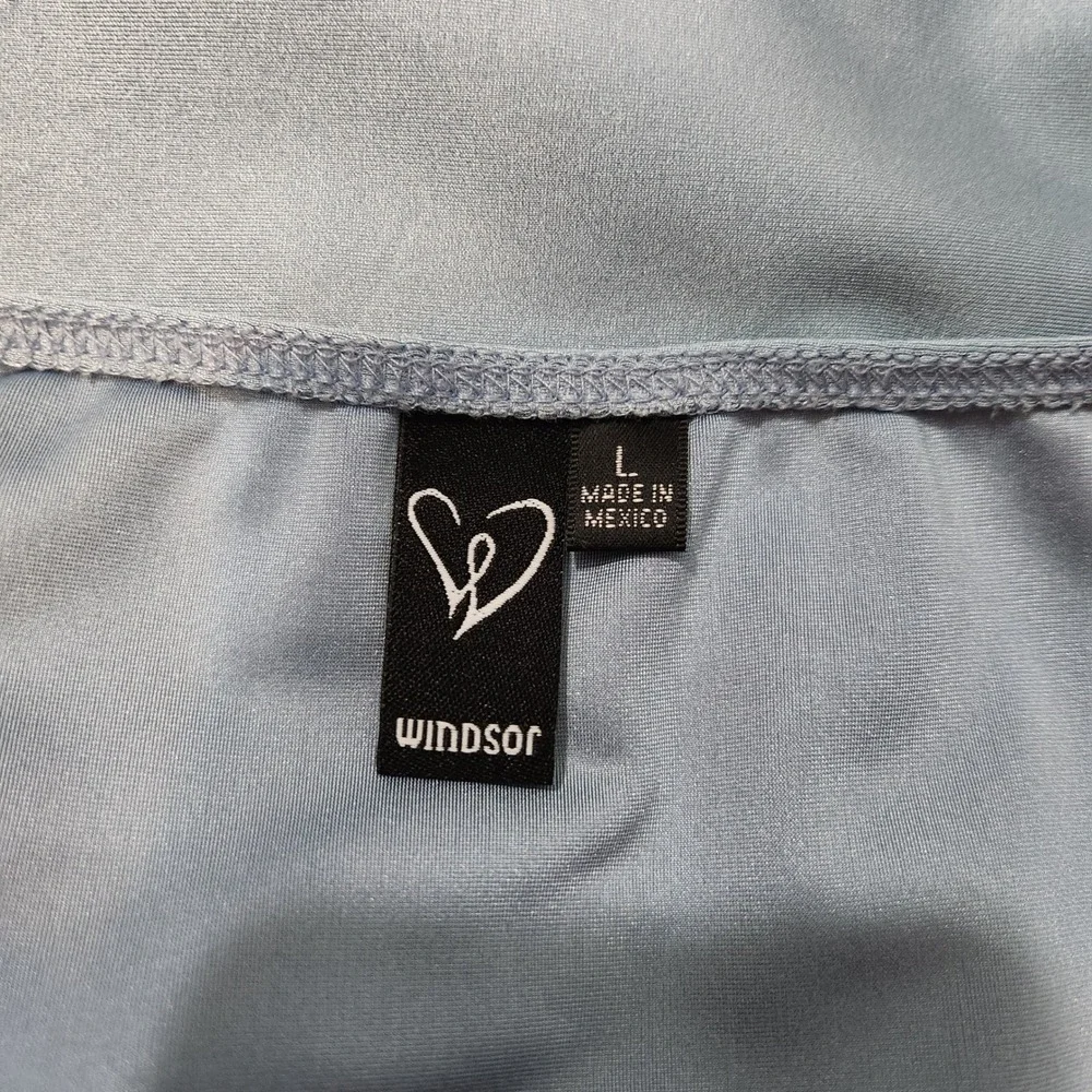 Windsor Light Blue Ruched Satin Cowl Neck Bodycon Mini Dress Large L Stretch